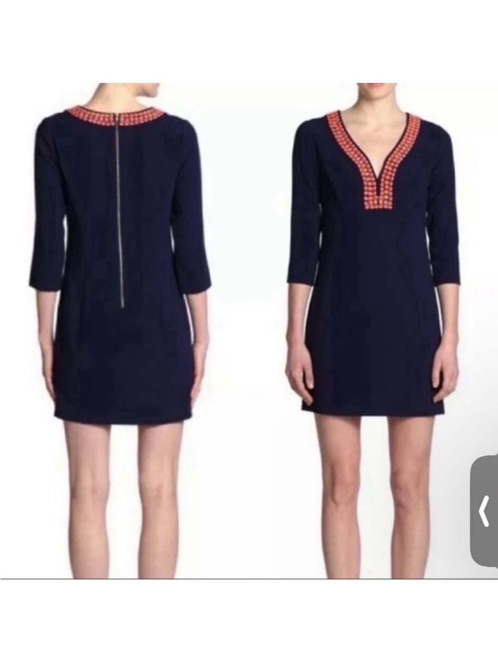 NWT Lilly Pulitzer Bennett  Navy Shift Dress with Coral Trim 6
